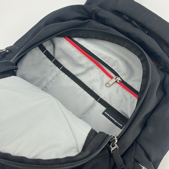 CASELOGIC Laptop Backpack Black with Red straps EUC - Picture 5 of 13